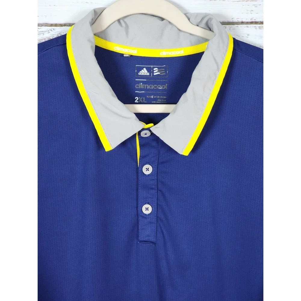 Adidas Polo Golf Shirt Men's Sz 2XL Climacool Navy Blue SL Dri Fit Active Gear